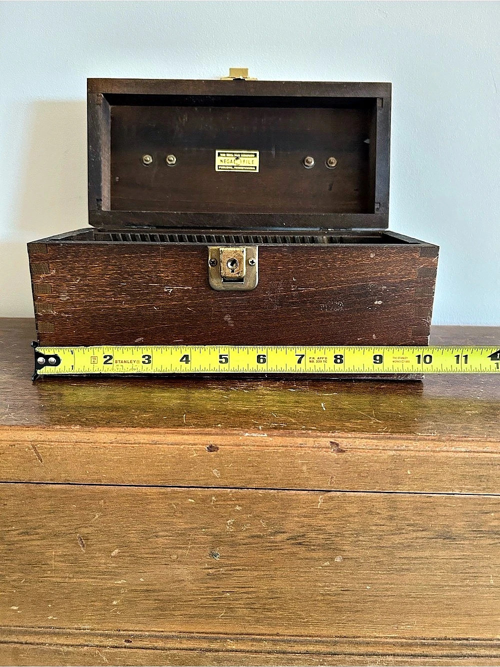 Vintage Nega File Wooden Slide Storage Box W/ Dovetail Construction - Picture 4 of 8